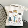 cute Cat Bags Large Capacity Harajuku Carto Vintage Hip Hop Shop Bag Canvas Bag Funny Women's Shoulder Bags Kawaii Girls m15A#