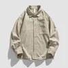 Men's Casual Shirts Spring Men Vertical Stripes Japanese Vintage Shirt Lapel Long-Sleeved Coat Simple Blouse High Quality Streetwear