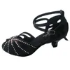 Scarpe da ballo Lady Girls Salsa latina Tacco personalizzato Punta aperta Nero Festa nuziale Serata danzante con strass