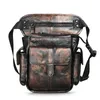 cattle Real Leather Men Design 8" Tablet Satchel Sling Bag Multi-functi Coffee Travel Fanny Waist Belt Pack Leg Bag 913-5 o8RX#