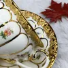 Copos e pires conjunto de xícara de café cerâmica porcelana chá presente de luxo de aniversário osso china decoração de casamento utensílios de bebida taza