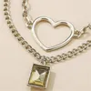 Pendant Necklaces Vintage Big Heart-shaped Border Square Gold-plate Crystal Necklace For Women Female Multilevel Collar Jewelry