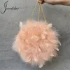 JXWatcher Natural Ostrich Feather Party Evening Clutch Bag Designer Luxury Wedding Dr Purses Women Handbag Lady Shoulder Påsar P15L#