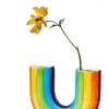 Vasos arco-íris em forma de u vaso decorativo decoração floral peças centrais para casa