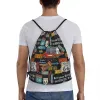 custom Vintage America Road Route 66 Drawstring Backpack Bags Women Men Lightweight Gym Sports Sackpack Sacks for Shop N0zH#