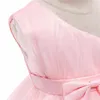 Mignon bébé filles robe d'anniversaire pour 1er né baptême rose vêtements enfant en bas âge enfant une épaule élégante fête de baptême Tutu robe 240329