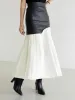 Autumn and Winter Leather Skirt for Women High Waist Midi Folds Pleated Skirts Female Cargo Wrap Ruffle Skirts 2023 Clothing