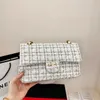 Luksusowe designerskie torby klasyczne tweed pikowane torby crossbody france marka moda podwójna klapa damska torba na ramię wysokiej jakości łańcuch lady messenger torba