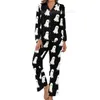 Vêtements de nuit pour femmes Pyjamas d'Halloween effrayants Femmes Fantômes et citrouilles Kawaii Manches longues 2 pièces Ensembles de pyjama imprimés à col en V esthétique