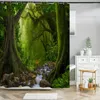Rideaux de douche bouleau arbre forêt paysage naturel rideau salle de bain baignoire décoration Polyester imperméable bain décor à la maison