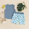 Conjuntos de roupas verão nascido bebê meninos 2pcs terno sem mangas regatas tropical árvore impressão shorts criança algodão crianças roupas