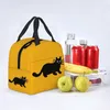 Carto Black Cat Lunch Bag Women wielokrotnego użytku chłodnica termiczna izolowana pudełko na lunch dla szkoły wieloramienne bento pudełko 73of#