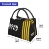 born To Fly Flight Pilot Thermal Insulated Lunch Bag Aviati Aviator Captain Lunch Tote Box for Women School Picnic Food Bags c3wx#