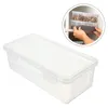 Plates Bread Storage Box Square Fruit Canister Fresh Keep Holder Plastic Trash Lid