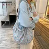 Saco de verão feminino pano floral pequena dobra crossbody moda bolinho reutilizável compras eco atacado