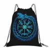 vegvisir Jormungandr World Serpent V-Viking Age Cool Drawstring Bags Caminhadas Bolsa 3D Impressão Mochila Menino Meninas Saco de sapato escolar r3QH #