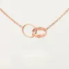 Ladies Necklace Love Jewelry 18k Gold Plated Titanium Steel Pendant Double Ring Stainless Steel Jewelry Fashion Oval Ring Clavicle Chain Necklace Designer