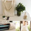 DIY كريمي أبيض/طبيعية COTT CANVAS Shop Bag Bag Harajuku bag قابلة لإعادة الاستخدام الكتف العلوي حقيبة المتسوق المثالية للأعمال الفنية D1QE#