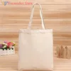 1pc kremsi beyaz tuval dükkan çantaları omuz çantası tote alışveriş çantası diy boya doğal pamuklu kadınlar için doğal pamuk