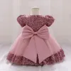 Toddler Girls 1st Birthday Clothes Bow Mignon bébé Baptême Baptême Kids Wedding Party Elegant Princess Vestidos Christmas Costume 240319