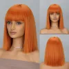 Perruques Synthétique Bob Short Bob avec une frange pour les femmes Bob Wigs Orange Wig pour la fête à usage quotidien Longueur