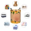 Laundry Bags Basket Blooming Sunflowers With Leaves Butterfly Cloth Folding Dirty Clothes Storage Bucket Household