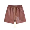 Projektanci szorty dobrze się sprzedają. Autumn Nowa marka modowa RH American Hafted Letter Leather Shorts for Women Pu Split Men