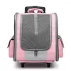 Cat Carriers Wheeled Pet Carrier Backpack Breathable Two In One Comfort Removable Rolling Wheels Trolley Dog Travel Bag