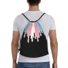 Personnalisé Trans Pride Flag Drip Cordon Sac Femmes Hommes Léger Transgenre LGBT Sports Gym Stockage Sac À Dos a2Q7 #