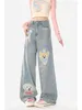 Jeans Femme Femmes Denim Pantalon Mignon Dessin Animé Graphique Imprimer Chien Jean Pantalon Taille Haute Y2k Pantalon Harajuku Casual Bf Boyfriend Plus Taille