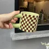 Mugs Creative Irregular Checkerboard Ceramic Coffee Cup Art Thickened Mosaic Mug Breakfast Dessert Milk Birthday Gift Home