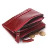 2023 Fi Genuine Leather Women Wallet Bi-fold Wallets Red ID Card Holder Coin Purse With Double Zipper Small Women's Purse R45Y#