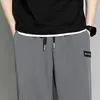 Pantaloni da uomo in seta di ghiaccio estivi pantaloni larghi a vita stretta pantaloni casual pantaloni alla moda pantaloni sportivi da esterno a gamba dritta pantaloni sportivi da palestra