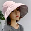 ワイドブリム帽子夏のファッション両面サンハット折りたたみ式の日焼け止めコットンビッグ空のトップキャップUV保護