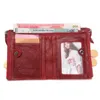 2023 Fi Genuine Leather Women Wallet Bi-fold Wallets Red ID Card Holder Coin Purse With Double Zipper Small Women's Purse Y4Qq#