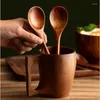 Spoons Kitchen Bar Supplies Four Piece Pack Wooden Creative Simple Soup Spoon Suitable For Honey Drinking Coffee Reusable