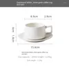 Tazas Nordic Stone Cerámica Colgante Oreja Taza de café Juego de platillos Luz de lujo Hogar Leche Desayuno Té de la tarde Beber Regalo de vacaciones