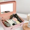 Cosmetics Storage Box FI Tragbare Reise -Make -up -Tasche Einfache Make -up -Hülle mit Spiegel für Frauen H7VM#