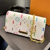 Portafoglio in tela rivestita con catena Borsa a tracolla Lily Designer Donna Modello di fiori colorati Borsa a tracolla multi colore Borsa a mano con catene da donna Pochette con cinturino a quadri