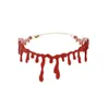 Décoration de fête Halloween Ajustement Chaîne Collier Sang Ras Du Cou Femmes Haute Qualité Sautoirs Rouge Décoration Cou Collier Sanglant