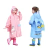 Eva Children's Raincoat Zipper+Buttons Girls 'Whole Body Waterproof Boys' dagis Elever 'Poncho med skolväska