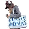 Letter Denim women Shoulder Bags large Capacity Travel Shopping bags Casual Big cowboy female Handbags and Purses blue 240329