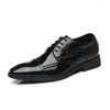 Sapatos de vestido elegante brogue para homens lace up ponto toe oxfords estilo formal couro festa de casamento social escritório negócios