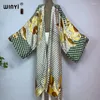 Kimono Vrouwen Retro Zomer Afdrukken Lange Mouw Vest Vrouwelijke Blouse Losse Casual Beach Cover Up Party Koeweit Kaftan