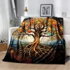 3D Print Tree of Life Filt Color Soft Plush Flanell Throw For Living Room Bedroom Bed Soffa Picnic Travel 240326