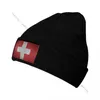 Berets Unisex Wintermütze Schweiz Flagge Vintage Warm Beanie Cap Lässig gestrickt