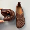 Scarpe casual Birkuir Retro Scava Fuori Gli Appartamenti Per Le Donne Mocassini Pigri In Vera Pelle Suola Morbida di Lusso Cucito Tacco Basso Delle Signore