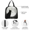 Chat noir regardant le sac fourre-tout à déjeuner isolé Mo complet pour les femmes Animal Carto Portable refroidisseur thermique Bento Box 36nu #