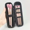 Women Makeup Brush Case Pure Black Small Cosmetic Bag Lipstick Pen Organizer Tool Tool Tool Box Zipper Lg Strip Eva Pouch N7ug#