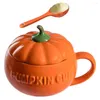 Tasses de citrouille tasse de céramique durable tasses jus halloween café rangement créatif céramique belle cuillère enfant mignon gourde d'automne